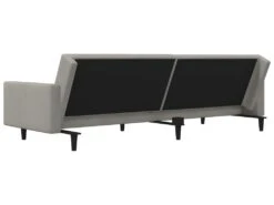 Canapé-lit à 2 Places Avec Deux Oreillers Gris Clair Velours -Accueil-Canapé canape 21994595