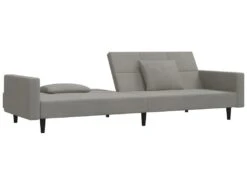 Canapé-lit à 2 Places Avec Deux Oreillers Gris Clair Velours -Accueil-Canapé canape 21994599