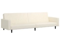 Canapé-lit à 2 Places Avec Repose-pied Crème Similicuir -Accueil-Canapé canape 21994711