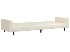 Canapé-lit à 2 Places Avec Repose-pied Crème Similicuir -Accueil-Canapé canape 21994719