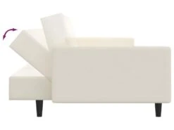 Canapé-lit à 2 Places Avec Repose-pied Crème Similicuir -Accueil-Canapé canape 21994721