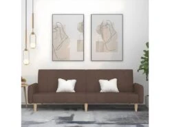 Canapé-lit à 2 Places Taupe Tissu