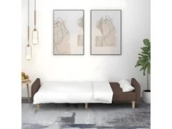 Canapé-lit à 2 Places Taupe Tissu -Accueil-Canapé canape 21994791