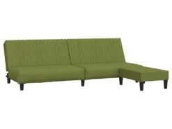 Canapé-lit à 2 Places Avec Repose-pied Vert Clair Velours -Accueil-Canapé canape 21994851