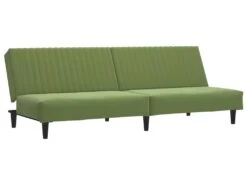 Canapé-lit à 2 Places Avec Repose-pied Vert Clair Velours -Accueil-Canapé canape 21994853