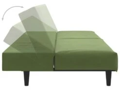 Canapé-lit à 2 Places Avec Repose-pied Vert Clair Velours -Accueil-Canapé canape 21994863