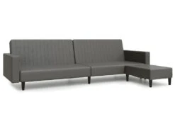 Canapé-lit à 2 Places Avec Repose-pied Gris Similicuir 13 Canapé-lit à 2 Places Avec Repose-pied Gris Similicuir -Accueil-Canapé canape 21994909