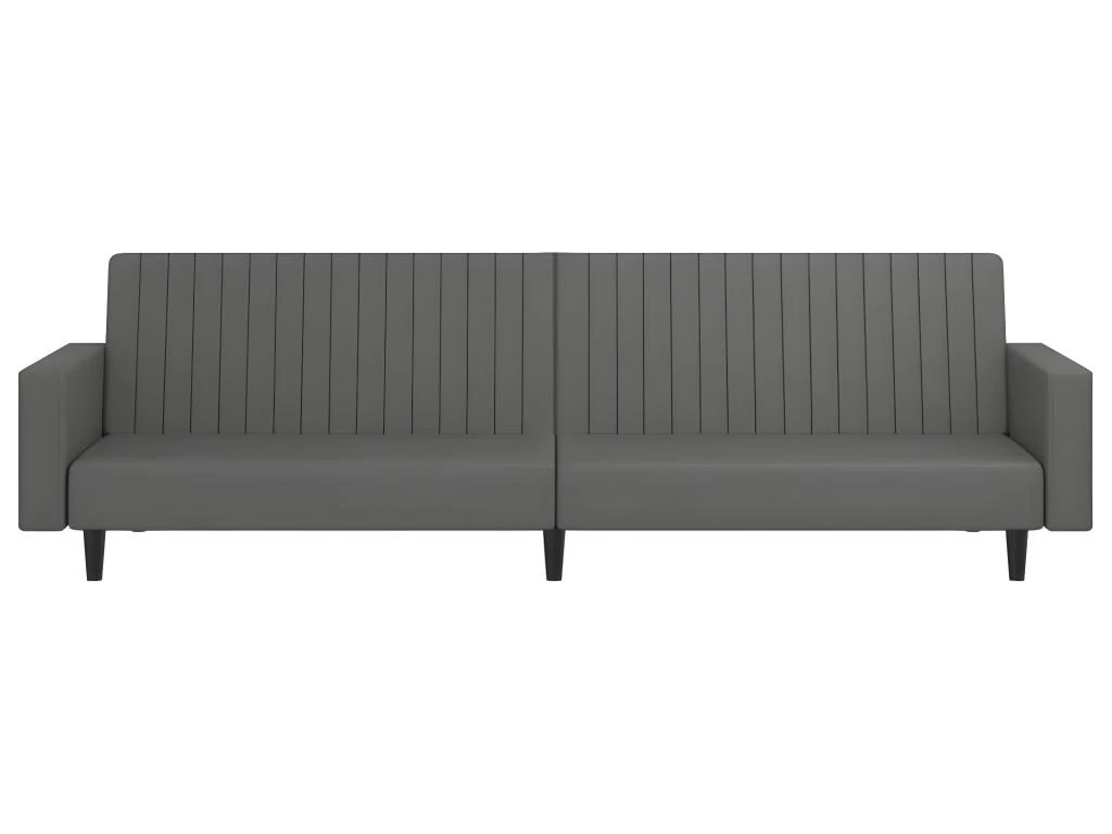 Canapé-lit à 2 Places Avec Repose-pied Gris Similicuir 7 Canapé-lit à 2 Places Avec Repose-pied Gris Similicuir – Image 5