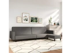 Canapé-lit à 2 Places Avec Repose-pied Gris Similicuir 18 Canapé-lit à 2 Places Avec Repose-pied Gris Similicuir -Accueil-Canapé canape 21994919