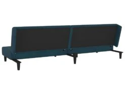 Canapé-lit 2 Places 2 Oreillers Et Repose-pied Bleu Velours -Accueil-Canapé canape 21995155