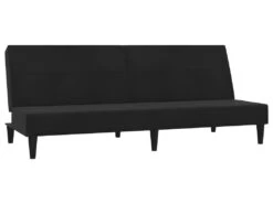 Canapé-lit à 2 Places Avec Tabouret Noir Tissu Microfibre -Accueil-Canapé canape 21995351