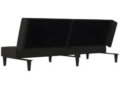 Canapé-lit à 2 Places Avec Tabouret Noir Tissu Microfibre -Accueil-Canapé canape 21995359