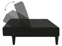 Canapé-lit à 2 Places Avec Tabouret Noir Tissu Microfibre -Accueil-Canapé canape 21995361