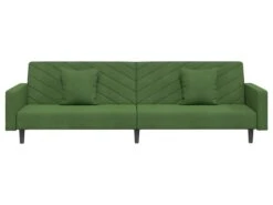 Canapé-lit à 2 Places Avec Deux Oreillers Vert Foncé Velours -Accueil-Canapé canape 21995829