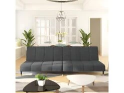 Canapé-lit à 2 Places Gris Foncé Velours