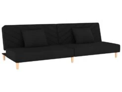 Canapé-lit 2 Places 2 Oreillers Et Repose-pied Noir Velours -Accueil-Canapé canape 21996159