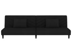 Canapé-lit 2 Places 2 Oreillers Et Repose-pied Noir Velours -Accueil-Canapé canape 21996161