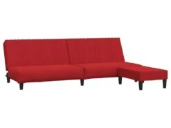 Canapé-lit à 2 Places Avec Repose-pied Rouge Bordeaux Velours -Accueil-Canapé canape 21996297