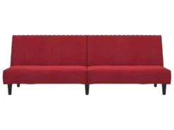 Canapé-lit à 2 Places Avec Repose-pied Rouge Bordeaux Velours -Accueil-Canapé canape 21996301