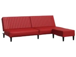 Canapé-lit 2 Places Avec Repose-pied Rouge Bordeaux Similicuir -Accueil-Canapé canape 21996627