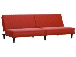 Canapé-lit 2 Places Avec Repose-pied Rouge Bordeaux Similicuir -Accueil-Canapé canape 21996629