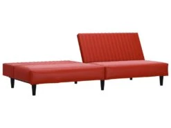 Canapé-lit 2 Places Avec Repose-pied Rouge Bordeaux Similicuir -Accueil-Canapé canape 21996635