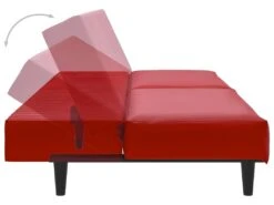 Canapé-lit 2 Places Avec Repose-pied Rouge Bordeaux Similicuir -Accueil-Canapé canape 21996637