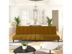 Canapé-lit à 2 Places Marron Velours