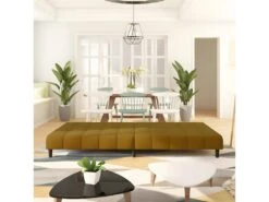 Canapé-lit à 2 Places Marron Velours -Accueil-Canapé canape 21997247