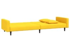 Canapé-lit à 2 Places Avec Deux Oreillers Jaune Velours -Accueil-Canapé canape 21997275