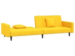 Canapé-lit à 2 Places Avec Deux Oreillers Jaune Velours -Accueil-Canapé canape 21997277