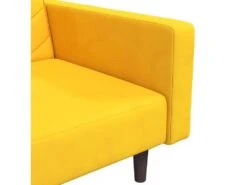 Canapé-lit à 2 Places Avec Deux Oreillers Jaune Velours -Accueil-Canapé canape 21997279