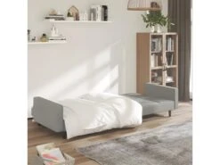 Canapé-lit à 2 Places Gris Clair Microfibre -Accueil-Canapé canape 21997347