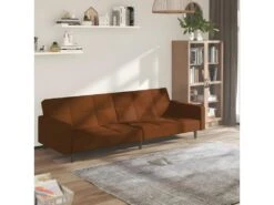 Canapé-lit à 2 Places Marron Microfibre