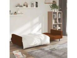 Canapé-lit à 2 Places Marron Microfibre -Accueil-Canapé canape 21997387