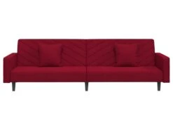 Canapé-lit 2 Places 2 Oreillers Et Repose-pied Bordeaux Velours 16 Canapé-lit 2 Places 2 Oreillers Et Repose-pied Bordeaux Velours -Accueil-Canapé canape 21997551