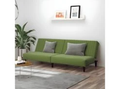 Canapé-lit à 2 Places Vert Clair Velours