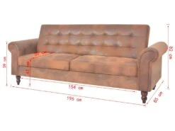 Canapé-lit Convertible Avec Accoudoir Daim Synthétique Marron -Accueil-Canapé canape 21998251