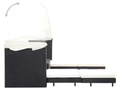 Canapé-lit Extensible 3 Places Avec Toit Résine Tressée Noir -Accueil-Canapé canape 21998747