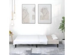 Canapé-lit à 2 Places Crème Tissu Microfibre -Accueil-Canapé canape 21998857