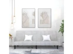 Canapé-lit à 2 Places Gris Clair Tissu Microfibre