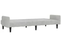 Canapé-lit à 2 Places Gris Clair Tissu Microfibre -Accueil-Canapé canape 21998903