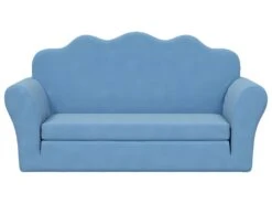 Canapé-lit Pour Enfants à 2 Places Bleu Peluche Douce -Accueil-Canapé canape 21998957