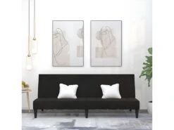 Canapé-lit à 2 Places Noir Tissu Microfibre