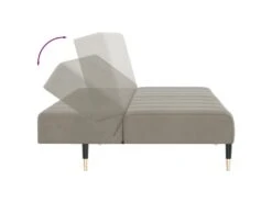 Canapé-lit 2 Places Avec Tabouret Gris Clair Velours -Accueil-Canapé canape 21999233