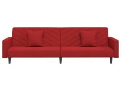 Canapé-lit à 2 Places Et Deux Oreillers Rouge Bordeaux Velours -Accueil-Canapé canape 21999269