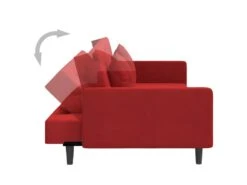 Canapé-lit à 2 Places Et Deux Oreillers Rouge Bordeaux Velours -Accueil-Canapé canape 21999273