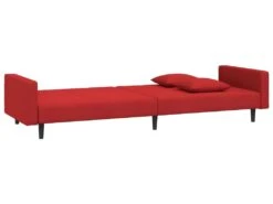 Canapé-lit à 2 Places Et Deux Oreillers Rouge Bordeaux Velours -Accueil-Canapé canape 21999275