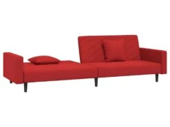 Canapé-lit à 2 Places Et Deux Oreillers Rouge Bordeaux Velours -Accueil-Canapé canape 21999277