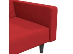 Canapé-lit à 2 Places Et Deux Oreillers Rouge Bordeaux Velours -Accueil-Canapé canape 21999279